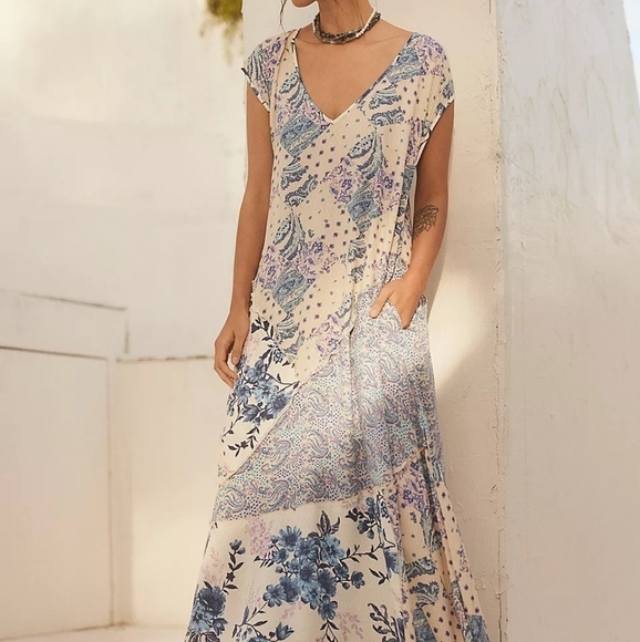 Free People Desert Flower Patched Maxi Dress size S NWT - Picture 5 of 12